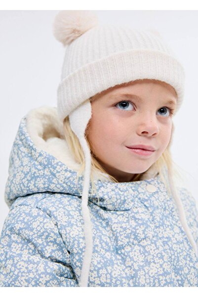 MANGO Baby Çiçek desenli tüylü anorak