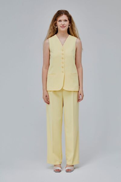 Bolivente Yellow Buttoned Regular Lined Woven Vest