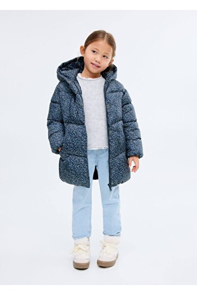 MANGO Baby Çiçek desenli kapüşonlu anorak