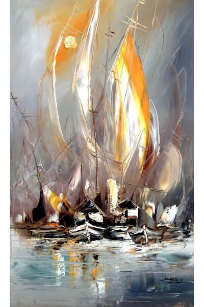 ColorVision Soft Soyut Yelkenli Kanvas Tablo50x80 cm