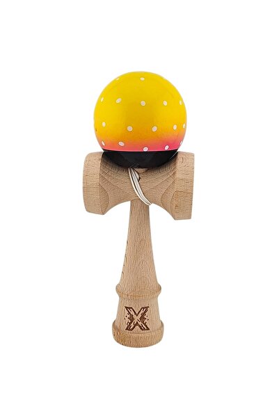 Kendama USA Jucarie Kendama X Originala, Profesionala, Flippy, Super Sticky din Lemn, 18 cm, Galben/Roz/Negru