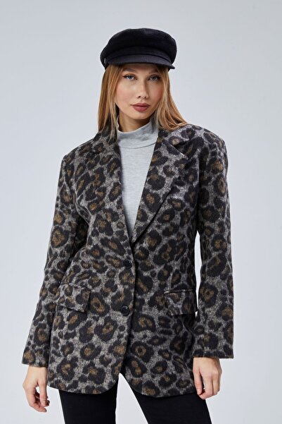 Bolivente Women's Leopard Patterned Stamp Jacket