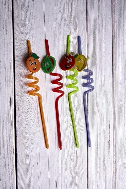 Dore Voir 4 Adet Plastik Şekilli Çocuk Pipeti 26 Cm - Asorti