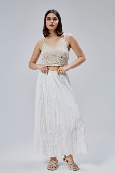 Bolivente Біла еластична спідниця з вуалі з гофрованою талією