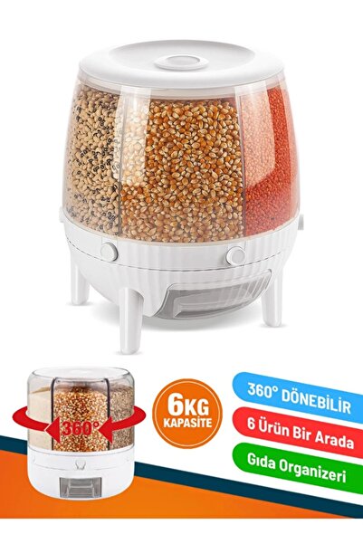 Vezir Aksesuar 360 °   منظم الفاصوليا ذو 6 أقسام قابل للدوران ومقاوم للهواء -...