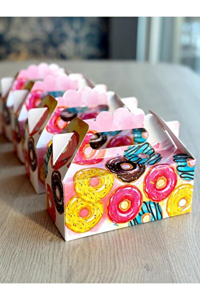 KOLİX Macaron Kutusu 25 'li El Tutmalı Çanta Doğum Günü Hediye Kutusu Pasta K...