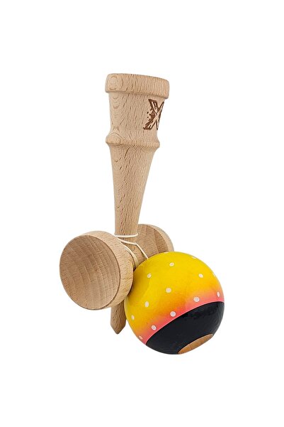 Kendama USA Jucarie Kendama X Originala, Profesionala, Flippy, Super Sticky din Lemn, 18 cm, Galben/Roz/Negru