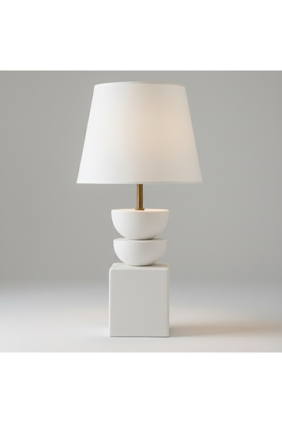 PALMA RIVA Lima Büyük Boy Gold Detaylı Beyaz Abajur