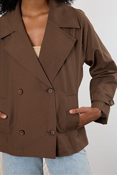 Bolivente Kahverengi Regular Astarsız Mevsimlik Trençkot