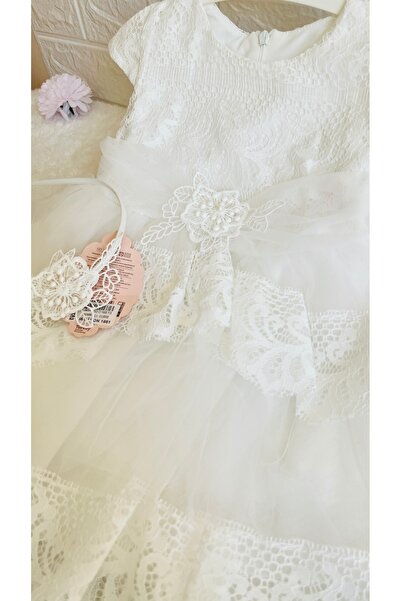 İkizlerBabyKids Kız Bebek ve Çocuk Bolerolu 2 Farklı Renkli Kuyruklu ve Aksesuarlı Abiye Elbise