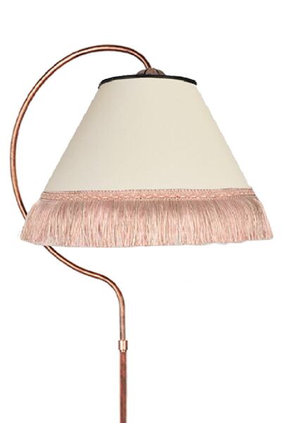 VENON Aydınlatma Lambader Çise Elips Siyah Bakır Patina Abajur Krem Püskül Pembe