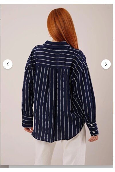 modazoom Cămașă de bază lungă, oversize, cu dungi pentru femei