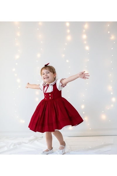 sunshine boutique15 Maroon Red Dress with Embroidered Collar