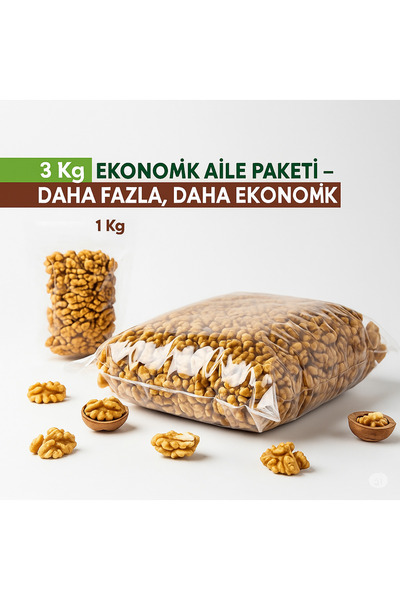 İhlas Doğal İç Ceviz Kelebek 3 Kg - Premium Taze Ceviz İçi Ekonomik Aile Paketi