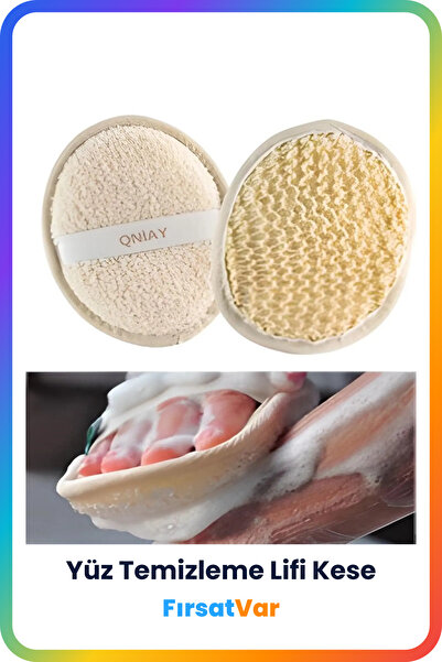 FırsatVar Yüz Yıkama Lifi %100 Doğal Kese Lif Akne Siyah Nokta Temizleyici El...