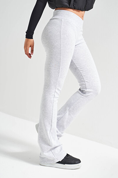 its basic Жіночі сірі меланжеві штани s5-107 Slim Fit Супер еластична тканина Flare Fit