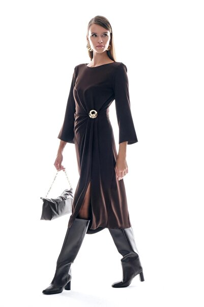 EXPLOSION Gold Aksesuarlı Drape Detaylı Elbise