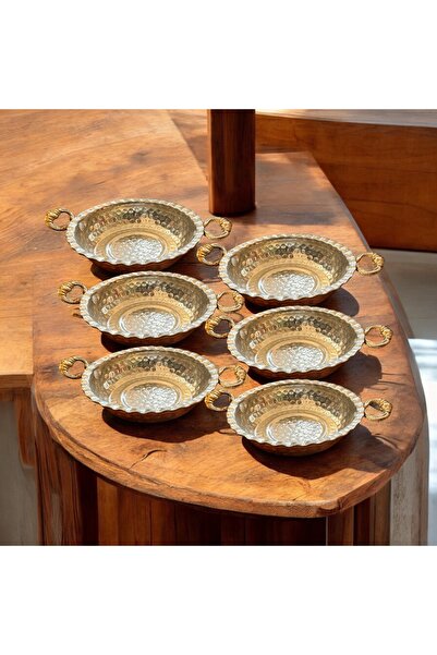 BARITCIOGLU Bakır tava sunumluk kahvaltılık mezelik çerezlik 6’lı set