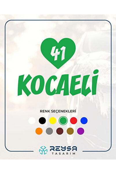 Reysa Tasarım ملصق سيارة على شكل قلب 41 كوكاي 17x17 سم أخضر