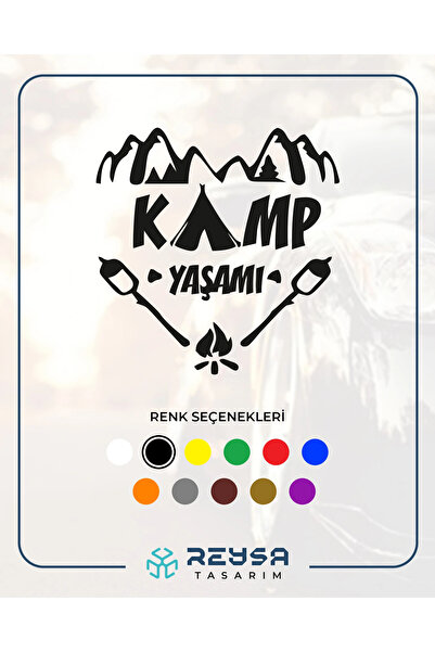 Reysa Tasarım ملصق سيارة كامب لايف مقاس 17x17 سم باللون الأسود