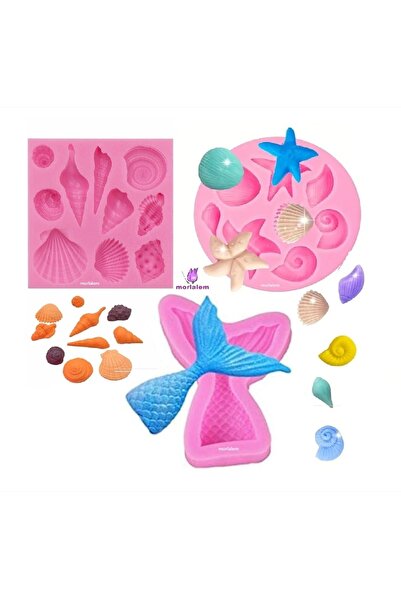 morlalem m 3'lü Deniz Midye Temalı Kalıplar, Deniz Kabuğu Kuyruğu Yıldızı Sil...
