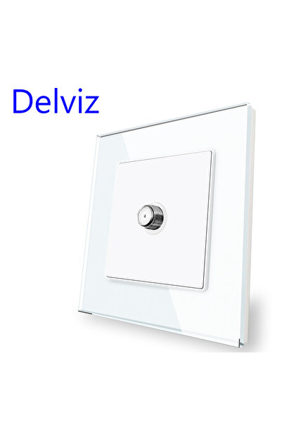 DELVIZ مقبس حائطي أبيض قياسي في المملكة المتحدة، 86 مم × 86 مم، لوحة زجاجية كريستالية بيضاء جديدة الطراز، قمر صناعي