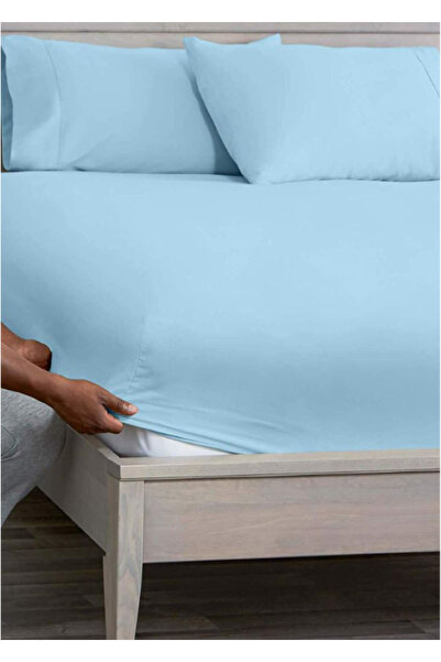 Depomaxx Maxxhome Combed Cotton Double Fitted Sheet Light Colors 160X200+25 - Blue