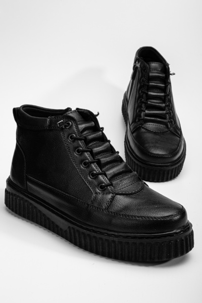 EFNANSHOES Erkek Siyah Su&Soğuha Dayanıklı Garantili Fermuarlı Kışlık Bot