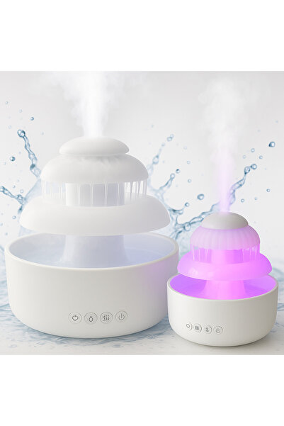 G-Merc Umidificator Aer Ultrasonic Fântână G-Merc®, 600ml, LED 7 Culori, Ultra-Silențios, USB-C, Alb