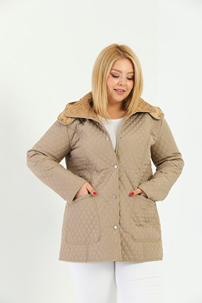 TUTveAL Collection Water-Repellent, Oversized Quilted Coat, Mink