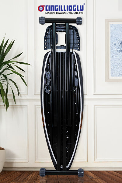 Cıngıllıoğlu CM-777 Titanic Black Serisi Ergonomik Tasarım Ütü Masası Lale Motif Ütü Park Yeri