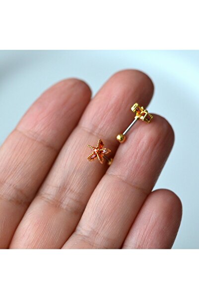 Heppii Deniz Yıldızı Helix Piercing Kıkırdak Cerrahi Çelik Gold Renk