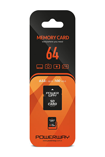 POWERWAY 64 GB Memory Card Adapter Included