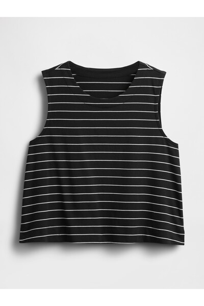 GAP Kadın Lacivert Organik Pamuk Heavyweight Crop Bluz