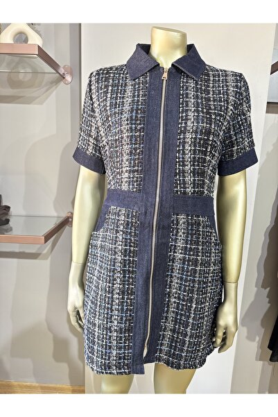 Büşra Butik Kot yaka detaylı elbise