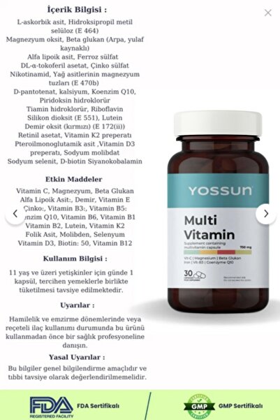 yossun Capsule Containing Multivitamins - Food Supplement