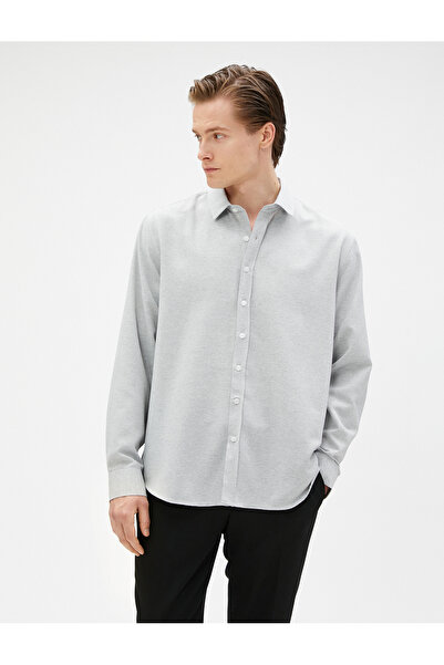 Koton Základní košile Klasický manžetový límec s dlouhým rukávem a knoflíkem, nežehlivý