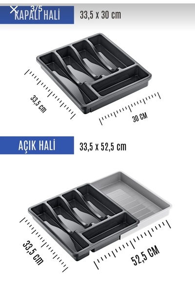 5DM Uzayabilen Kayar Ayarlanabilir Pratik Çekmece İçi Kaşık ve Çekmece Düzenleyici Kaşıklık Organizer