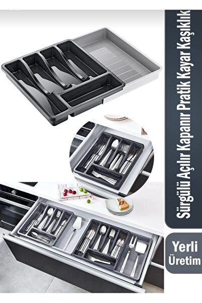 Acarlar Ticaret Uzayabilen Kayar Ayarlanabilir Pratik Çekmece İçi Kaşık ve Çekmece Düzenleyici Kaşıklık Organizer