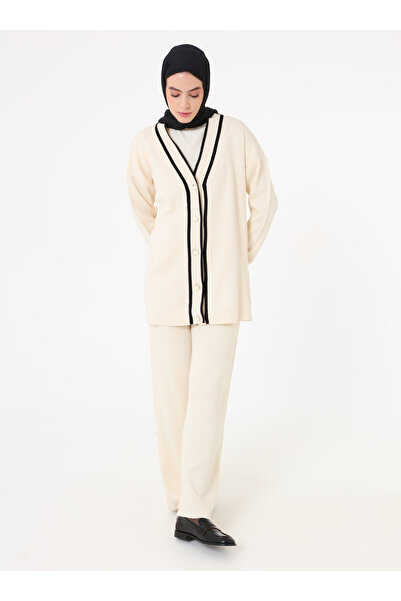 Refka Knitwear Cardigan - Trouser Suit - Cream - Refka