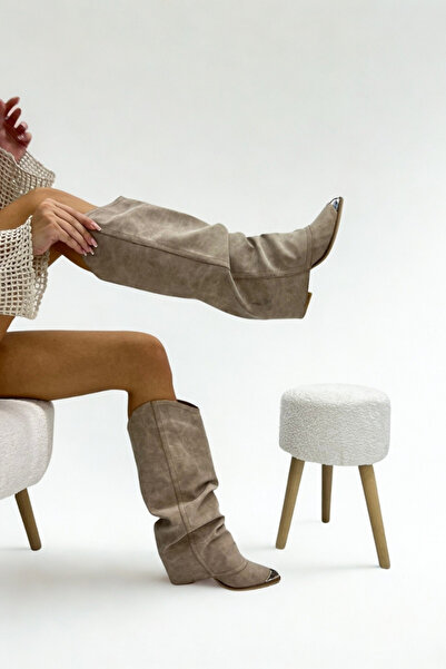 inizio Μπεζ καστανόχρωμες μπότες Western GD301