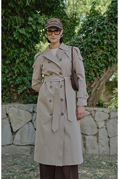 Fatma Atasoy Premium Sütlü Kahve Oversize Trençkot