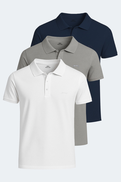 Slazenger ΣΕΤ SOHO με 3 ανδρικά μπλουζάκια - Λευκό - Γκρι - Ναυτικό μπλε