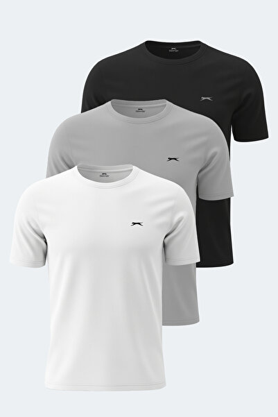 Slazenger ROSALVA Σετ 3 ανδρικών μπλουζών Λευκό - Γκρι - Μαύρο