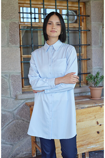 Fatma Atasoy Fit Dad Bebe Mavi Gömlek