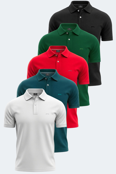 Slazenger VALE KTN 5 li Set Erkek Beyaz - Siyah - Petrol - Yeşil - Kırmızı Ti...