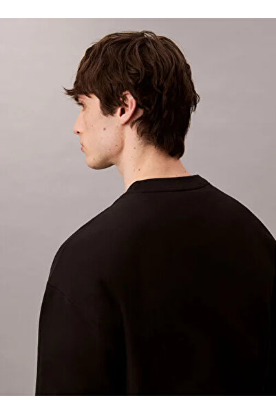 Calvin Klein Erkek %100 Pamuklu CK Logolu Yuvarlak Yakalı Uzun Kollu Mavi Sweatshirt LV04RD242G-CEF