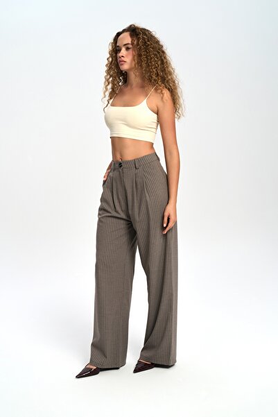 MAI STUDIOS CO. Bianda Çizgili Füme Pantolon