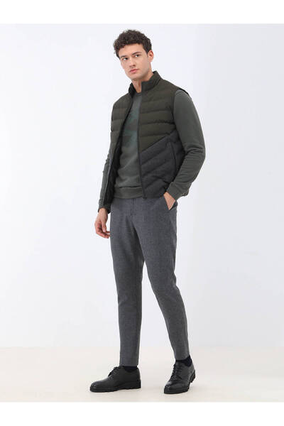 Kip Antrasit Düz Modern Fit Yün Karışımlı Takım Elbise