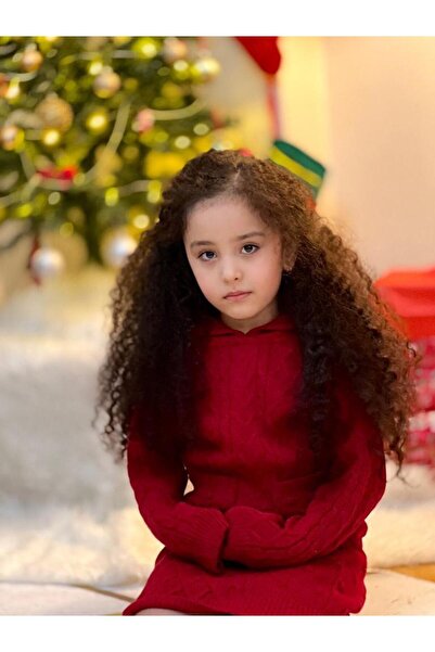 Hilal Akıncı Kids Girl's Hooded White Knitwear Sweatshirt with Pockets Knitwear Skirt Set of 2